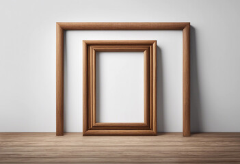 Wooden blank frame isolated on white or transparent