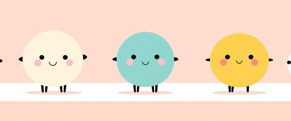 Cute colorful circle characters