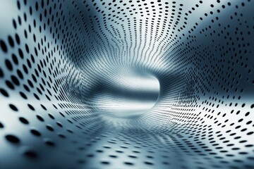 Poster - Abstract design showcasing a tunnel structure with dotted patterns in cool tones