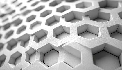 Poster - White Hexagon Pattern with Depth and Texture