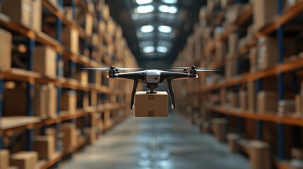 Poster - Drone Delivering Package in a Warehouse