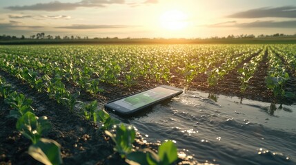 a smartphone-controlled irrigation system allowing farmers to manage water distribution efficiently 