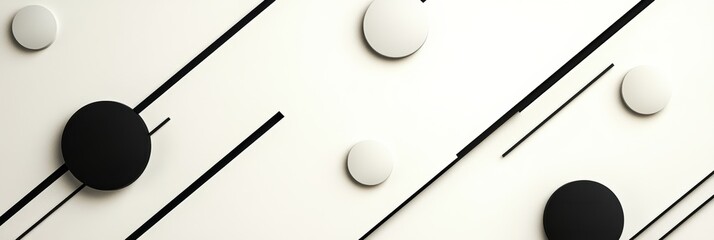 Aufkleber - Diagonal black lines cross a light background, intersecting with multiple circles of different sizes to create a striking visual contrast. Generative AI