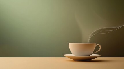 Canvas Print - A tea cup emits smooth, curling steam, showcasing the comforting ambiance of a cozy space perfect for relaxation during cool evenings. Generative AI