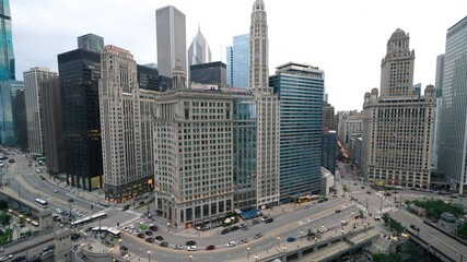 Fototapete - Aerial view of Downtown Chicago Skyscrapers on a summer day