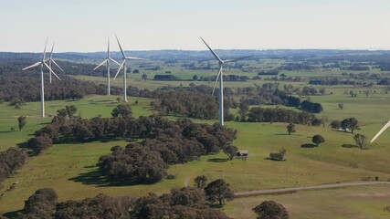 Wall Mural - aerial drone view of an array of large wind turbines at biala and gullen range wind farm, bannister 