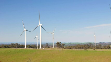Wall Mural - aerial drone view of large wind turbines at gullen range wind farm, bannister in the southern tablel
