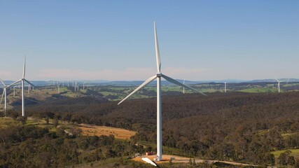 Wall Mural - aerial drone rotation view of large wind turbines at gullen range wind farm, bannister in the southe