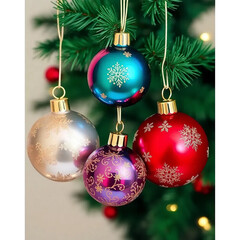 Christmas baubles. Beautiful greeting card. Merry Christmas and happy new year 2025