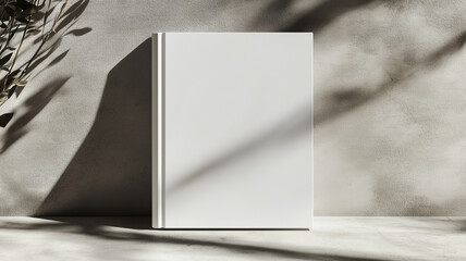 blank book mockup with space for text, graphics, name and logo on light background with shadows
