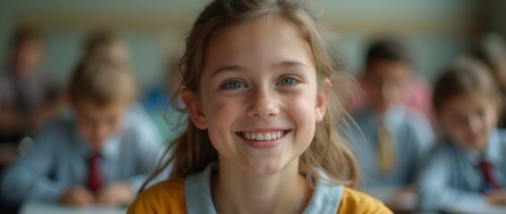 Wall Mural - Portrait of a student in the classroom pupil at school pretty student close up