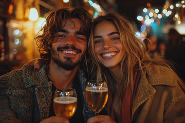 Poster - Two friends celebrating a small victory together, highlighting the importance of shared successes in a close friendship. Concept of friendship.