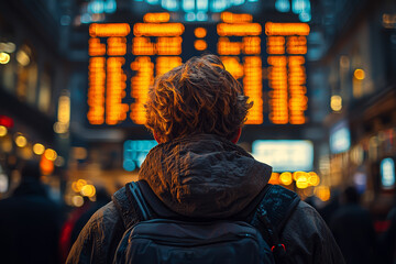 Poster - An investor following the performance of tech stocks, reflecting the growing interest in investing in the technology sector. Concept of finance.