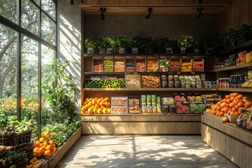Poster - a zero-waste grocery store where customers bring their own containers to purchase food, eliminating 