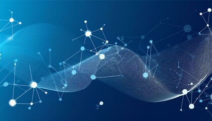 Vector illustration molecule,Connected lines with dots,technology on blue background