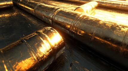 Poster - Shimmering Metallic Surface with Reflection and Light