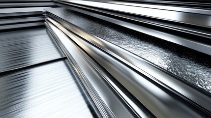 Poster - Abstract Metallic Texture with Reflections and Lines
