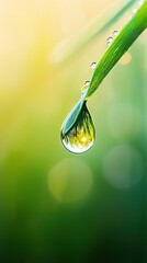 Poster -   Green grass with water droplet