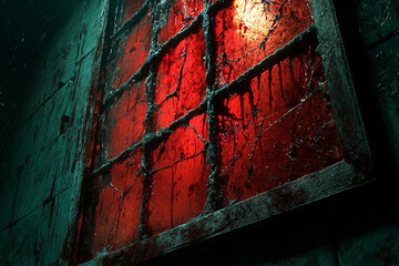 Poster - a blood-streaked window with claw marks visible on the glass sets the scene for a terrifying hallowe