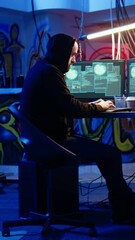 Poster - vertical video hacker in hidden base successfully getting past anti tamper measures implemented by c