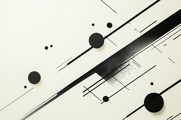 Fototapete - the artwork features sleek black diagonal lines crossing a soft background, accompanied by circles o