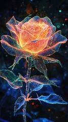 Poster -   A sharp focus on a single rose against a dark backdrop, with an out-of-focus image of another rose in the background