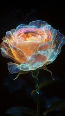 Poster -   A zoomed-in image of a blossom emitting smoke from its core on a dark backdrop