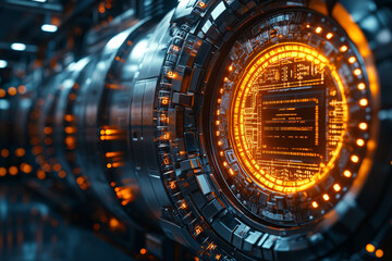 Poster - A financial regulator exploring the use of blockchain to prevent money laundering, showcasing blockchain's role in regulatory compliance. Concept of compliance.