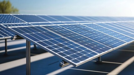 Solar panels capturing sunlight, sustainable energy solution, clean technology.