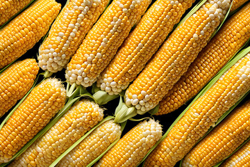 Fresh yellow corn cobs green husks isolated white background organic food agriculture concepts packaging advertisement eco organic graphic design object 3d studio photoshoot