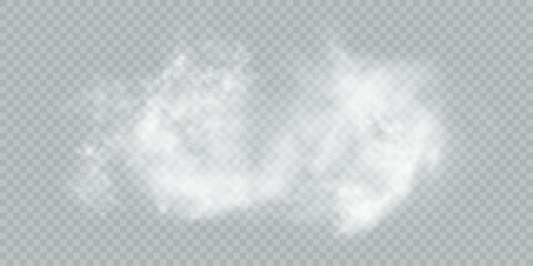 Poster - Fog, smoke, steam, haze, explosion isolated transparent special effect. White vector cloudiness background, fog or smog explosion effect.