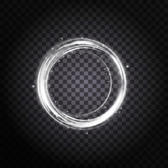 Leinwandbilder - Bright light ring with neon effect. Round frame of light effect on black background. For web design and illustrations