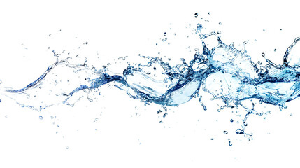 Poster - dynamic water splash creates energetic scene, showcasing vibrant blue hues and intricate droplets against transparent background. This captures essence of movement and fluidity