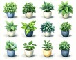 © Lhouis - Collection of potted plants. These plants are perfect for adding life and vibrancy to your home decor, office space, or website design.