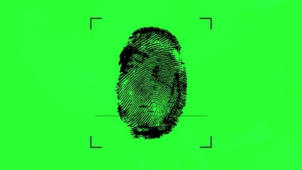 Poster - Biometric verification animation process 4k on green screen for keying. Thumb verifying animation design minimalist