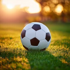 the football's ball on the green field