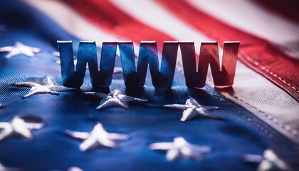 Poster - USA Flag with Internet www Symbol Representation