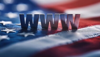 Poster - United States Flag with WWW Acronym Displayed