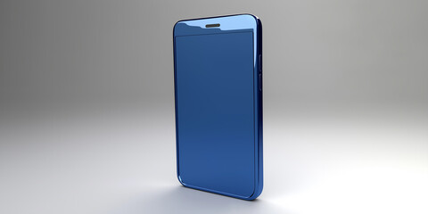 Poster - Generic blue smartphone standing upright on white surface