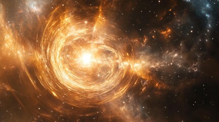Wall Mural - A swirling nebula with a bright white light in the center, surrounded by stars and dust in space.