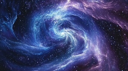 Wall Mural - A swirling nebula with bright blue and purple colors and a field of stars.
