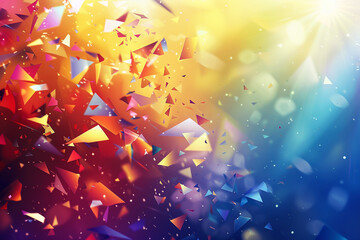 Fototapete - abstract background with floating geometric shards with soft light effects.