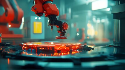 Poster - Modern Robots Assembling Parts in Automotive Factory