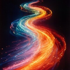 Poster - Colorful Electric Neon Stream in Mid Air