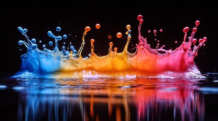 Poster - Vibrant Neon Splashes of Color on Black Background