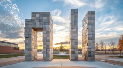 Aufkleber - A collaborative design studio with artists building large-scale sculptures from blocks, Blocks arranged for monumental sculptures, Public art style