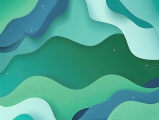 Poster - Abstract wavy shapes in shades of green and blue create a serene digital background.