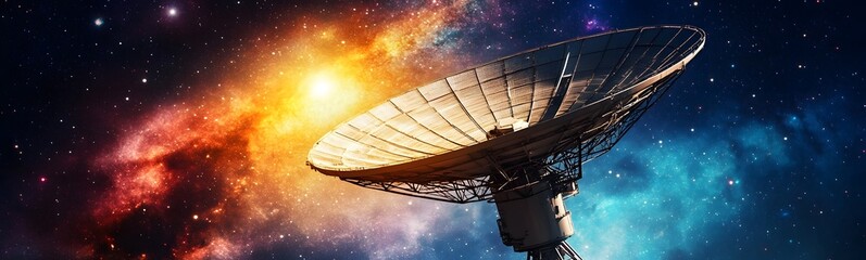 Aufkleber - A stunning telescope captures cosmic phenomena, surrounded by vibrant colors of space, illustrating humanity's quest to explore the universe.