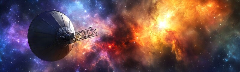 Aufkleber - A vibrant cosmic scene featuring a celestial body amidst colorful nebulae and starry backgrounds, showcasing the beauty and mystery of the universe.