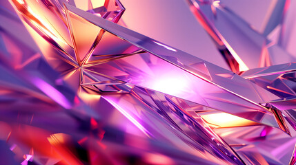 Poster - abstract background with Futuristic polygonal shapes with glass-like reflections.